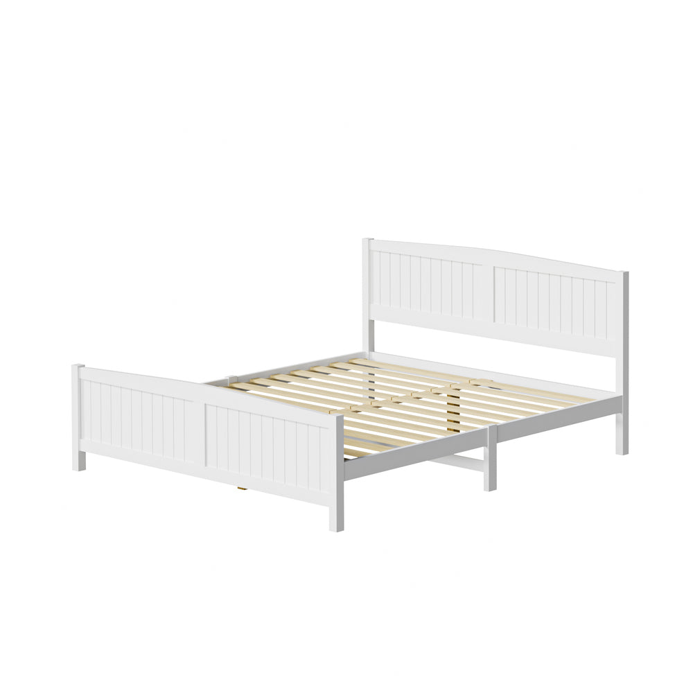 Oikiture Bed Frame King Size Timber Platform White-Wooden Bed Frames-PEROZ Accessories