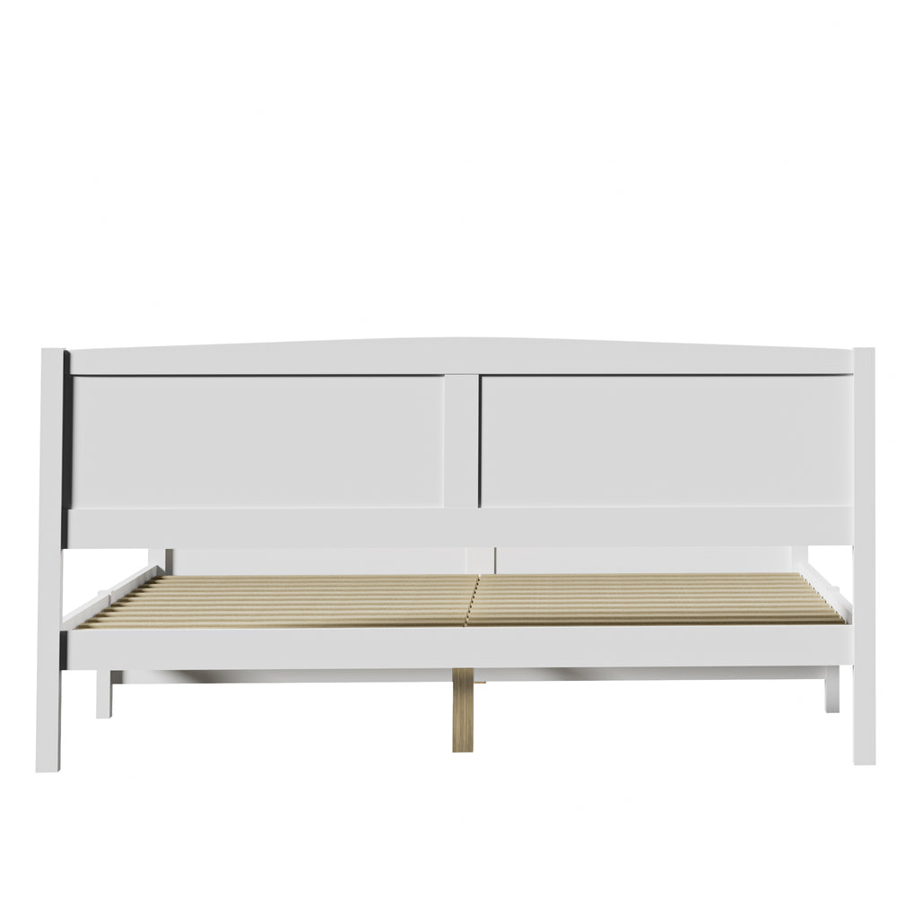 Oikiture Bed Frame King Size Timber Platform White-Wooden Bed Frames-PEROZ Accessories