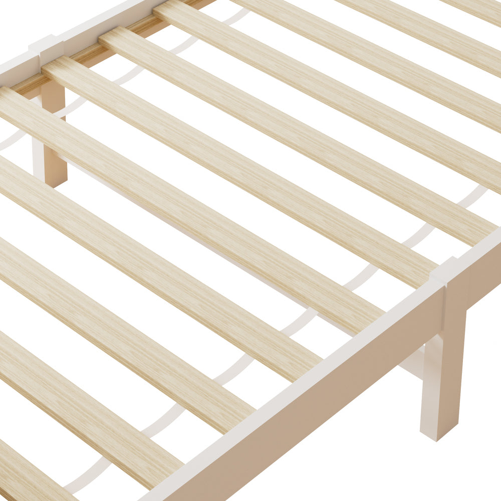 Oikiture Wooden Bed Frame Single Size with Trundle Drawers White-Wooden Bed Frame-PEROZ Accessories