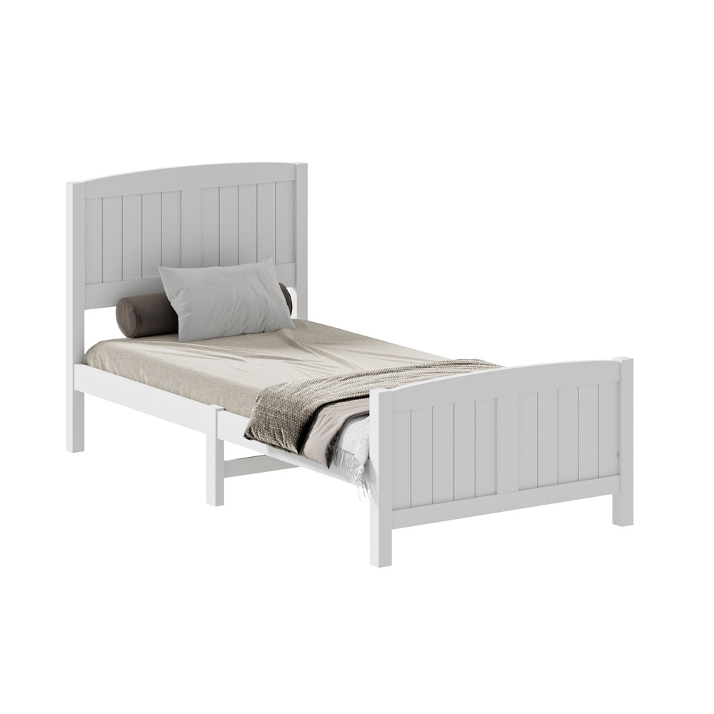 Oikiture Bed Frame Singe Size Timber Platform White-Wooden Bed Frame-PEROZ Accessories