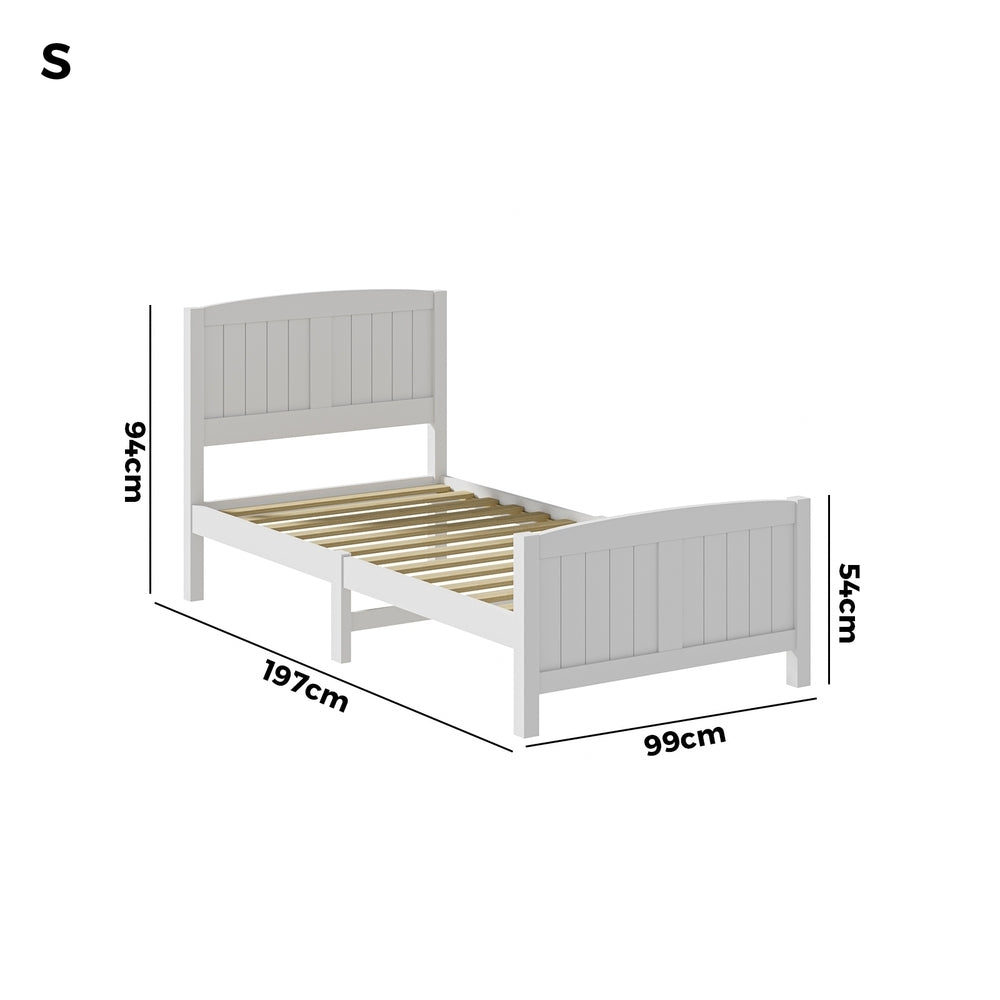 Oikiture Bed Frame Singe Size Timber Platform White-Wooden Bed Frame-PEROZ Accessories