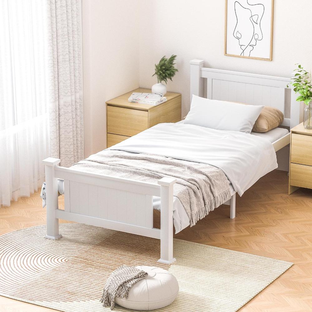 Oikiture Wooden Bed Frame Single Size Pine Wood Timber Base Bedroom-Wooden Bed Frames-PEROZ Accessories