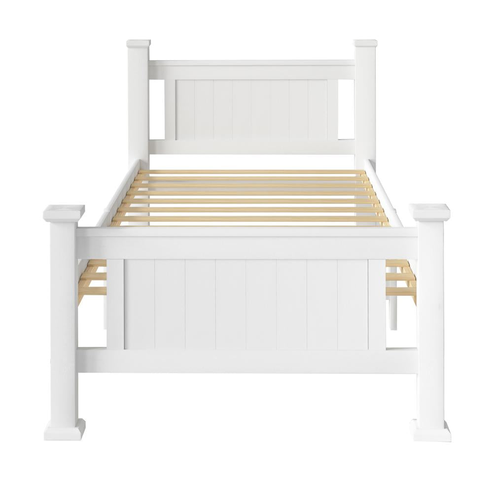 Oikiture Wooden Bed Frame Single Size Pine Wood Timber Base Bedroom-Wooden Bed Frames-PEROZ Accessories