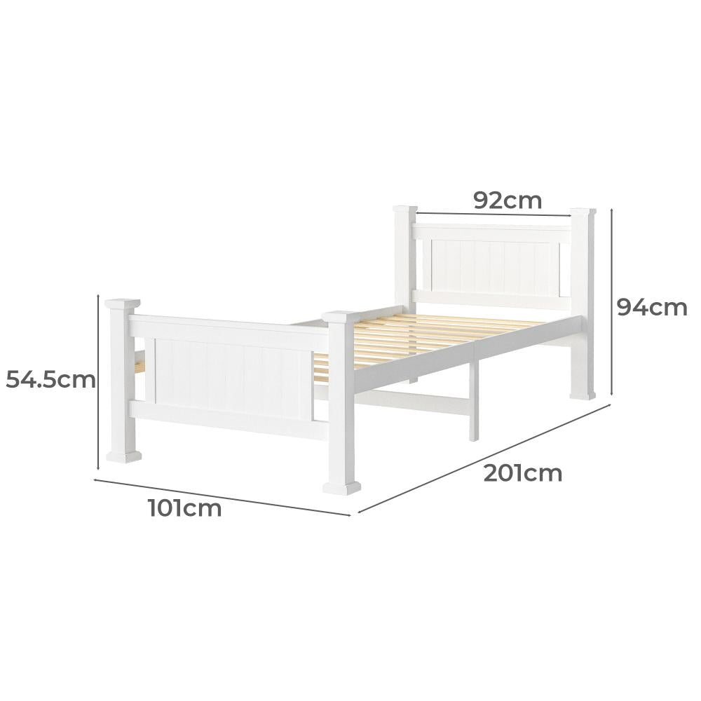 Oikiture Wooden Bed Frame Single Size Pine Wood Timber Base Bedroom-Wooden Bed Frames-PEROZ Accessories