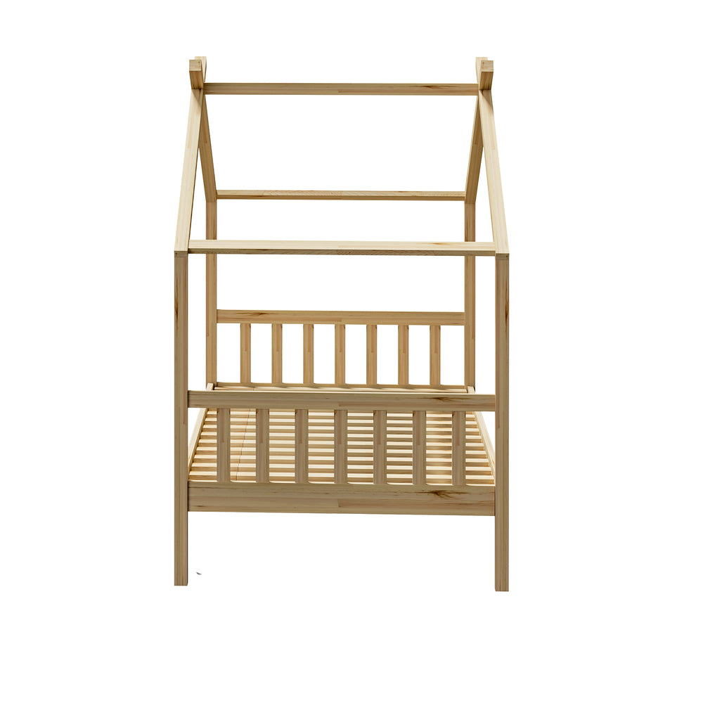 Oikiture Bed Frame Wooden Kids Single Timber House Beds-Wooden Bed Frames-PEROZ Accessories