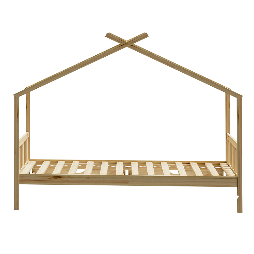 Oikiture Bed Frame Wooden Kids Single Timber House Beds-Wooden Bed Frames-PEROZ Accessories