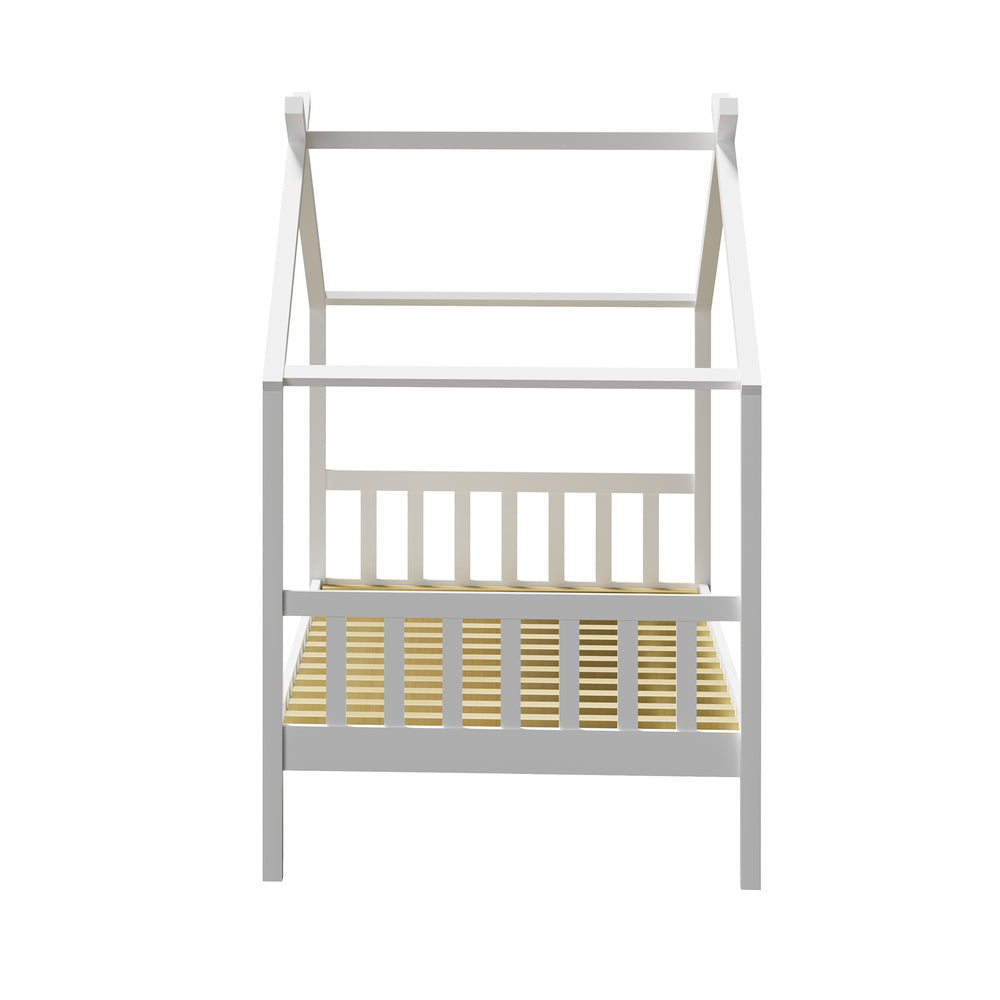 Oikiture Bed Frame Wooden Kids Single Timber House Beds White-Wooden Bed Frames-PEROZ Accessories
