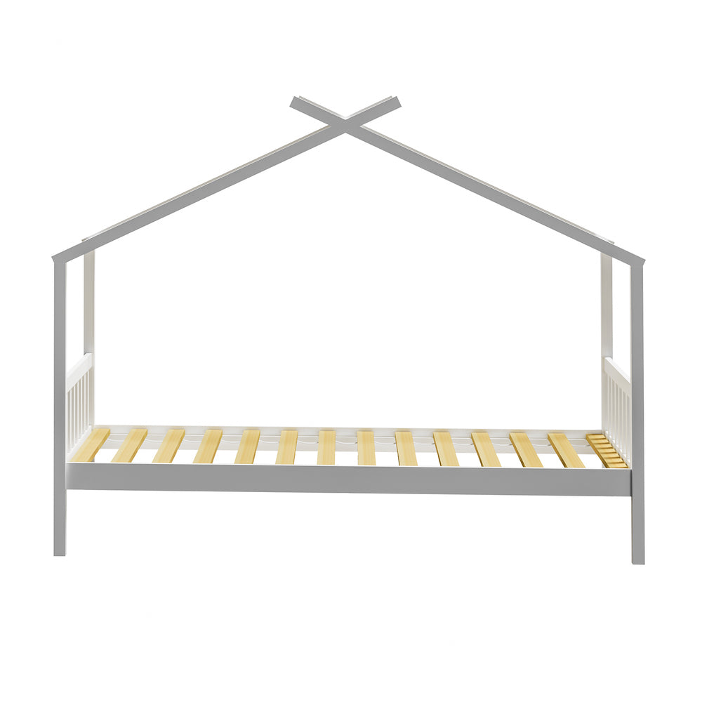 Oikiture Bed Frame Wooden Kids Single Timber House Beds White-Wooden Bed Frames-PEROZ Accessories