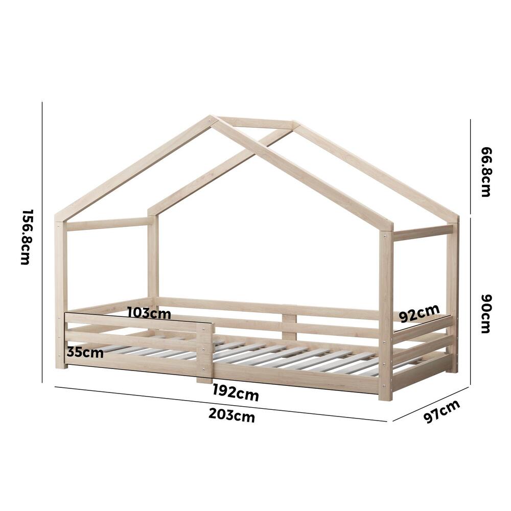 Oikiture Bed Frame Wooden Single Size Timber House Frame-Wooden Bed Frame-PEROZ Accessories