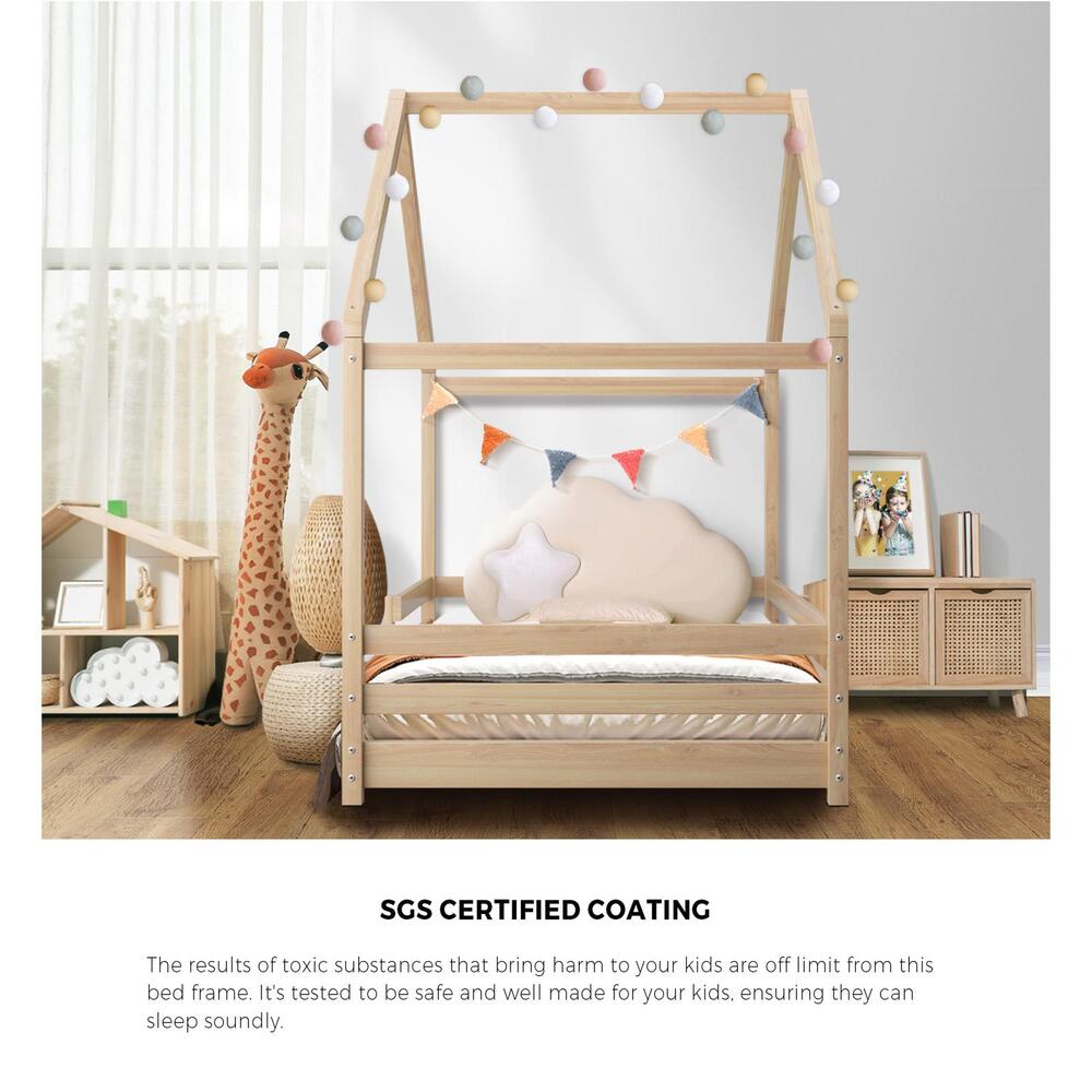 Oikiture Bed Frame Wooden Single Size Timber House Frame-Wooden Bed Frame-PEROZ Accessories