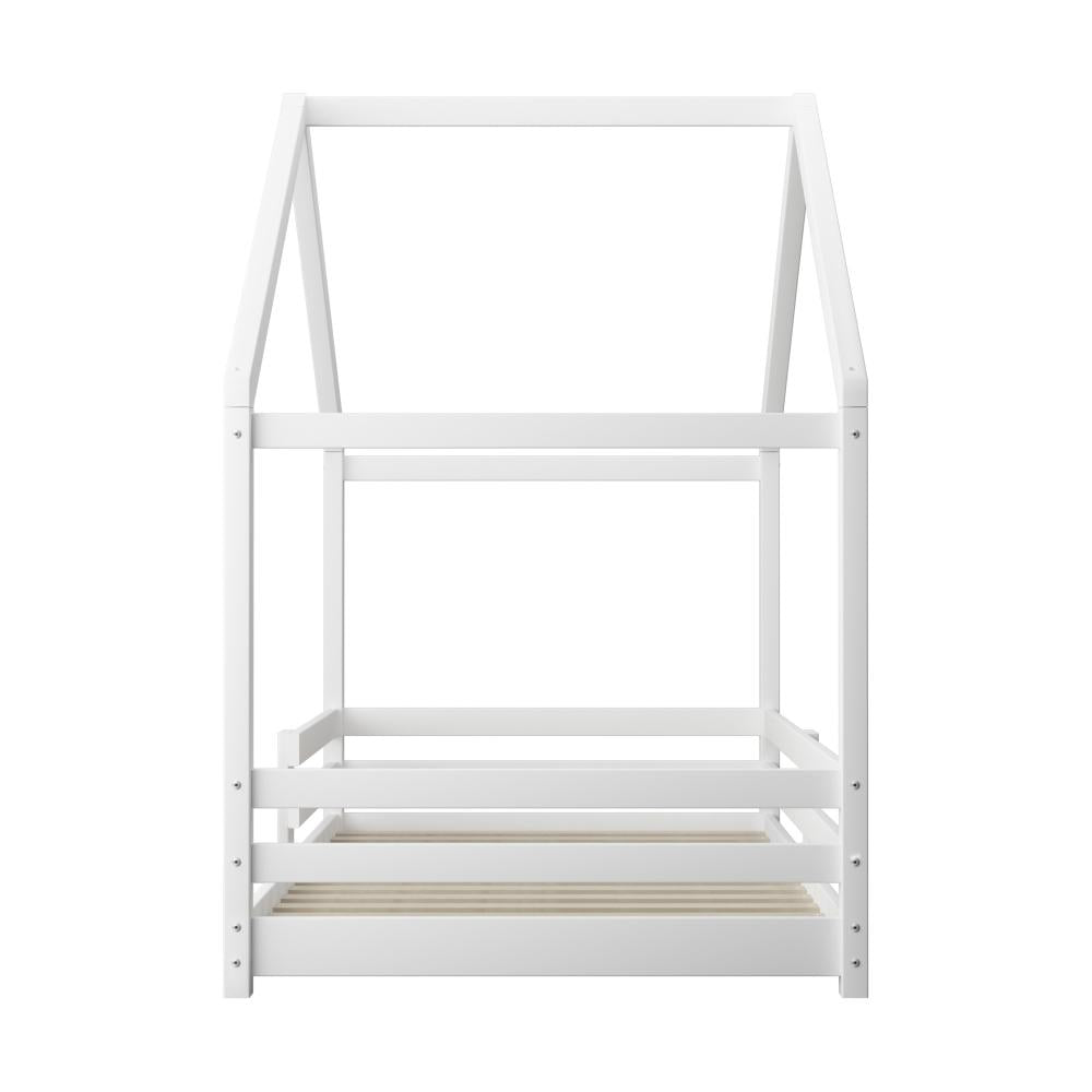 Oikiture Single Bed Frame Wooden Base Kids House Bedframe Mattress Base Timber Platform White-Wooden Bed Framess-PEROZ Accessories