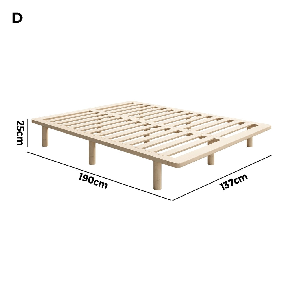 Oikiture Bed Frame Double Size Wooden Bed Base-Wooden Bed Frames-PEROZ Accessories