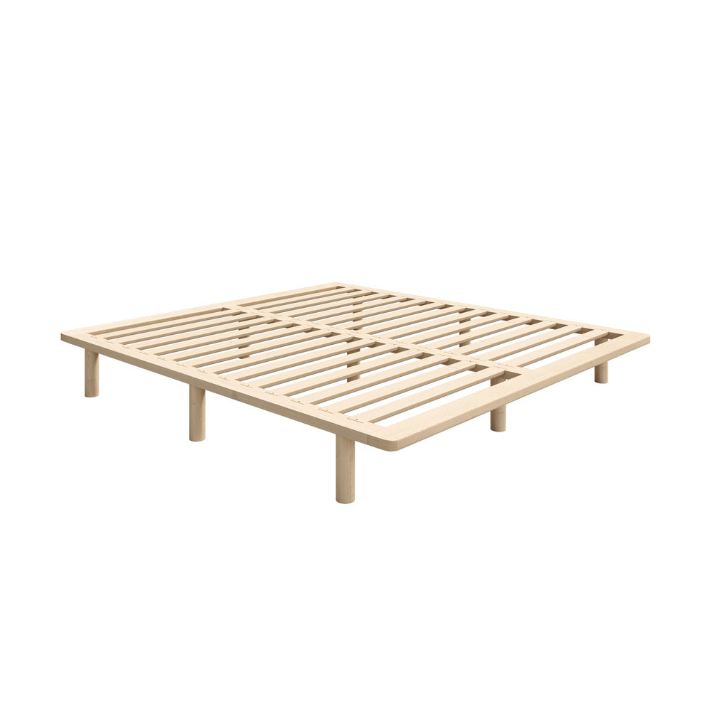 Oikiture Bed Frame King Size Wooden Bed Base-Wooden Bed Frames-PEROZ Accessories