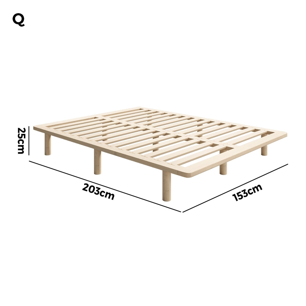 Oikiture Bed Frame Queen Size Wooden Bed Base-Wooden Bed Frames-PEROZ Accessories