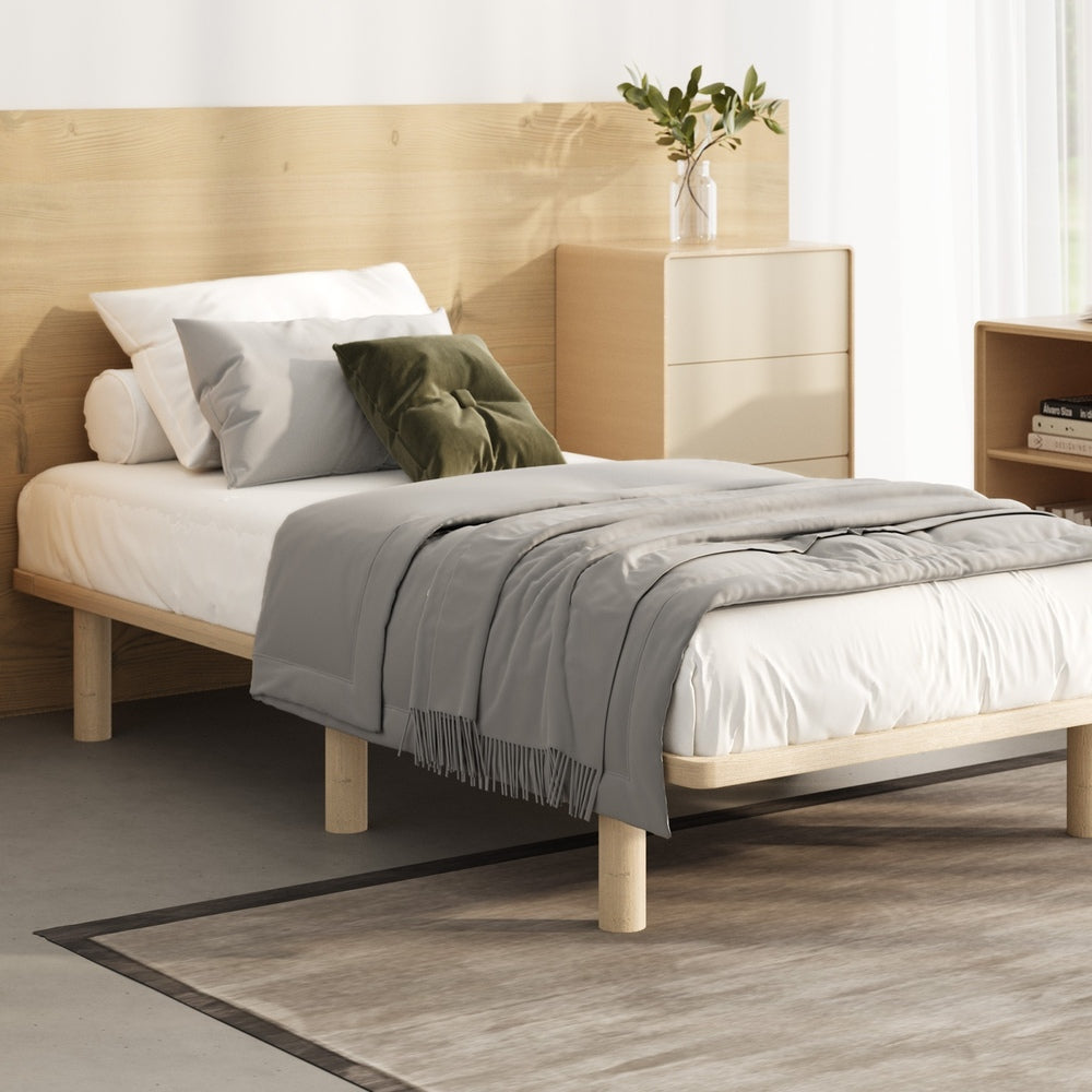 Oikiture Bed Frame Single Size Wooden Bed Base-Wooden Bed Frames-PEROZ Accessories