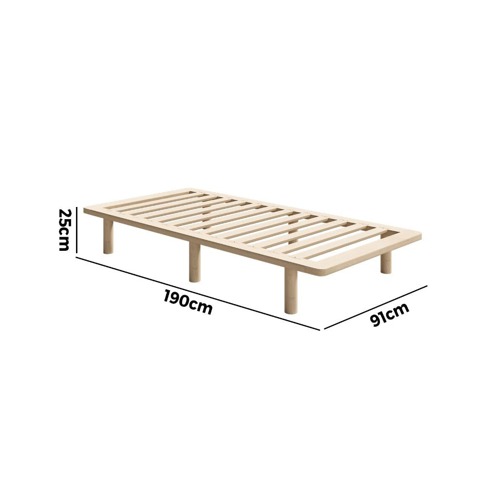 Oikiture Bed Frame Single Size Wooden Bed Base-Wooden Bed Frames-PEROZ Accessories