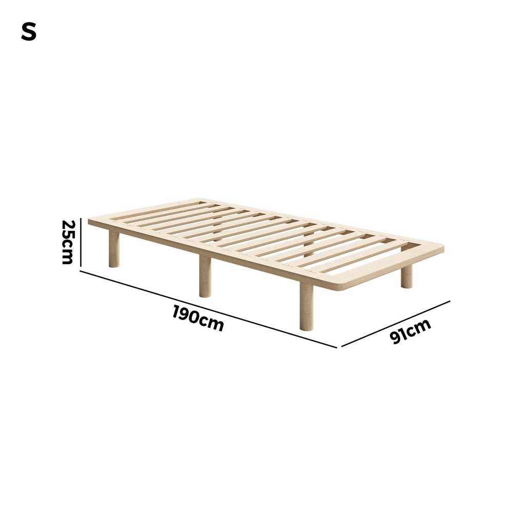 Oikiture Bed Frame Single Size Wooden Bed Base-Wooden Bed Frames-PEROZ Accessories