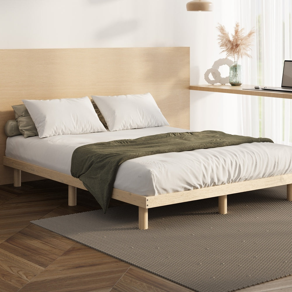 Oikiture Bed Frame King Single Bed Base Solid Wood Slats-Wooden Bed Frames-PEROZ Accessories