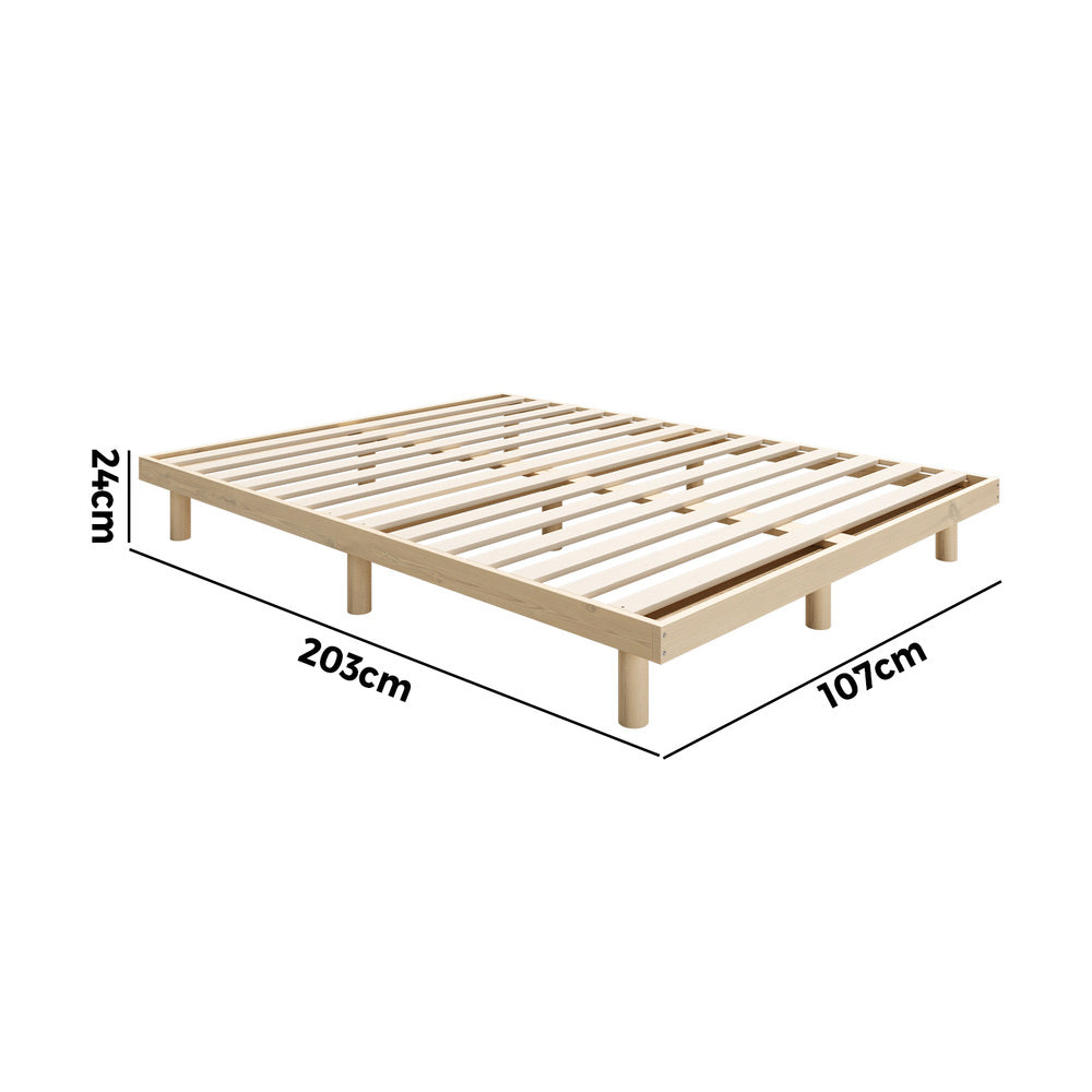 Oikiture Bed Frame King Single Bed Base Solid Wood Slats-Wooden Bed Frames-PEROZ Accessories