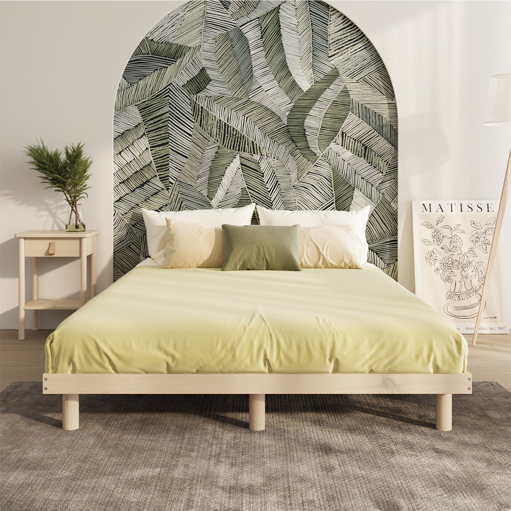 Oikiture Bed Frame King Single Bed Base Solid Wood Slats-Wooden Bed Frames-PEROZ Accessories