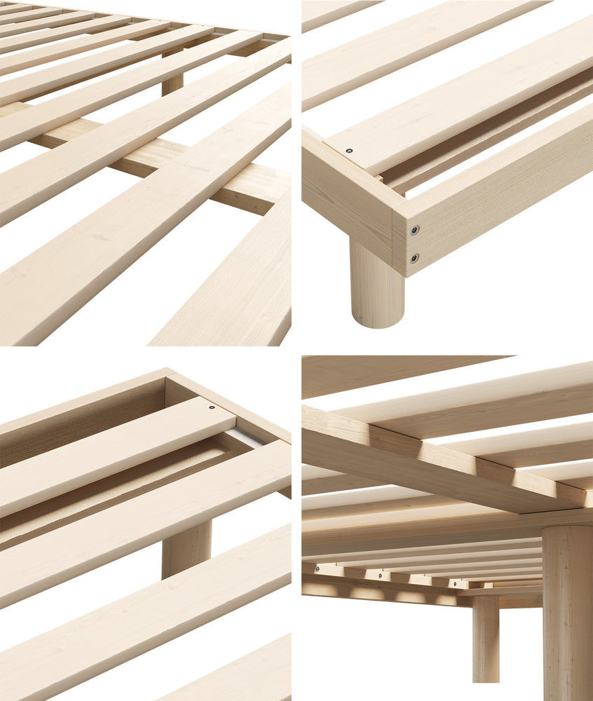 Oikiture Bed Frame King Single Bed Base Solid Wood Slats-Wooden Bed Frames-PEROZ Accessories