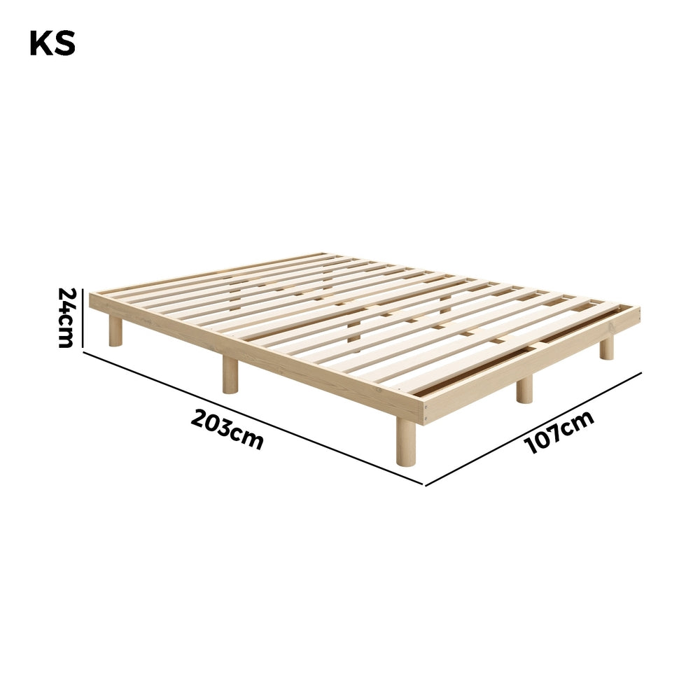Oikiture Bed Frame King Single Bed Base Solid Wood Slats-Wooden Bed Frames-PEROZ Accessories