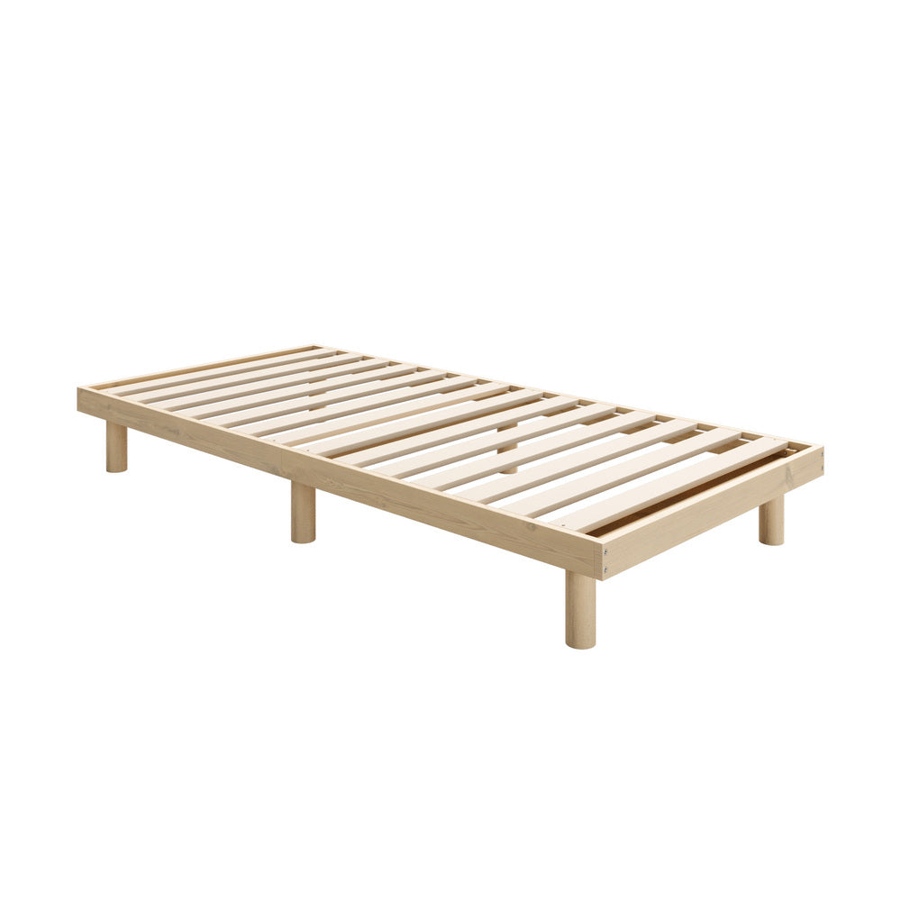 Oikiture Bed Frame Single Size Bed Base Solid Wood Slats-Wooden Bed Frames-PEROZ Accessories