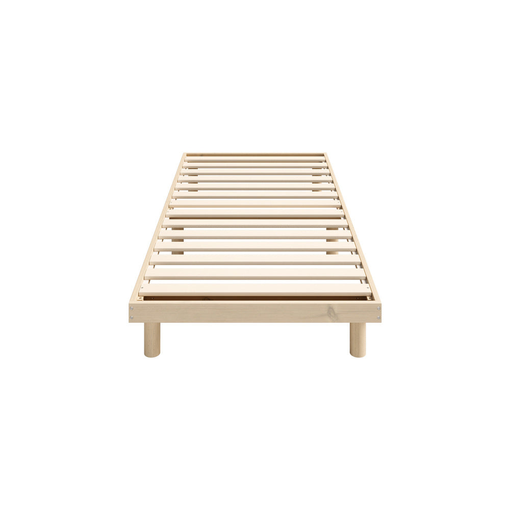 Oikiture Bed Frame Single Size Bed Base Solid Wood Slats-Wooden Bed Frames-PEROZ Accessories