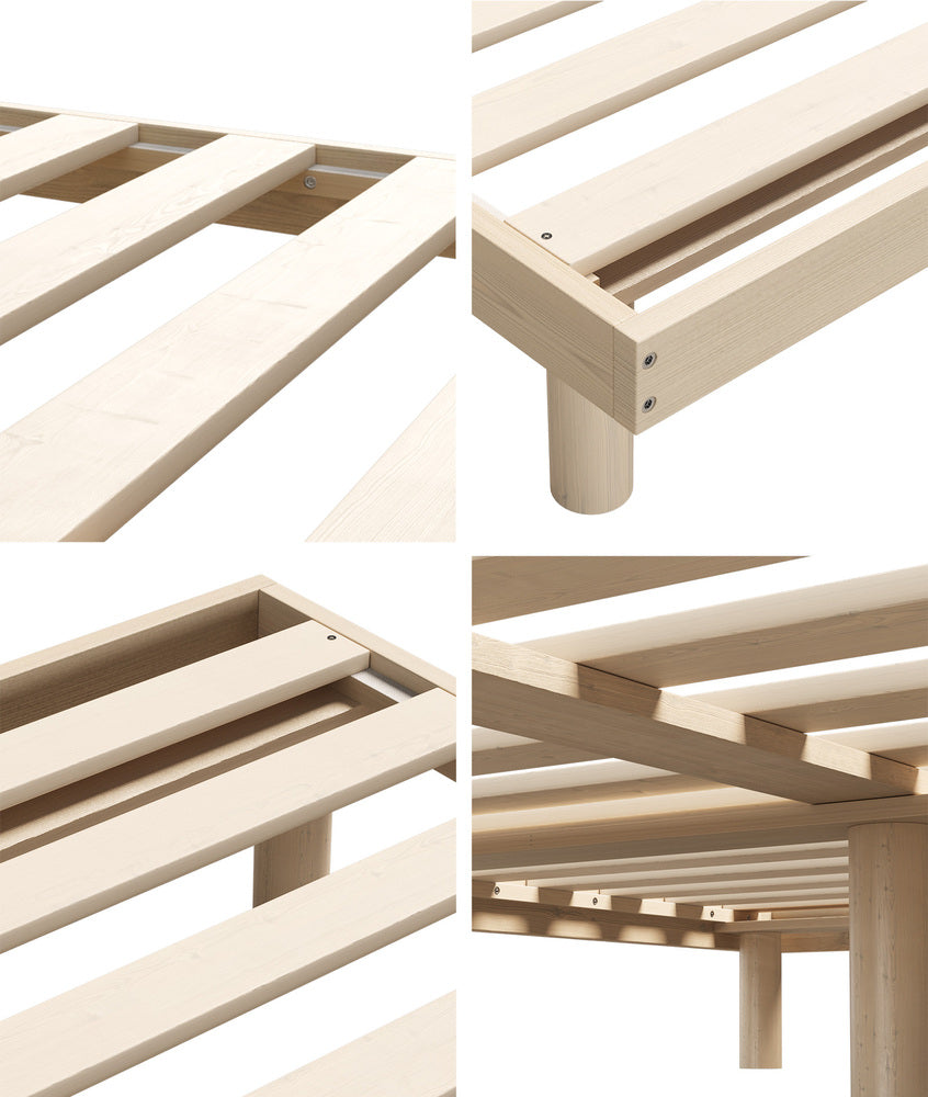 Oikiture Bed Frame Single Size Bed Base Solid Wood Slats-Wooden Bed Frames-PEROZ Accessories