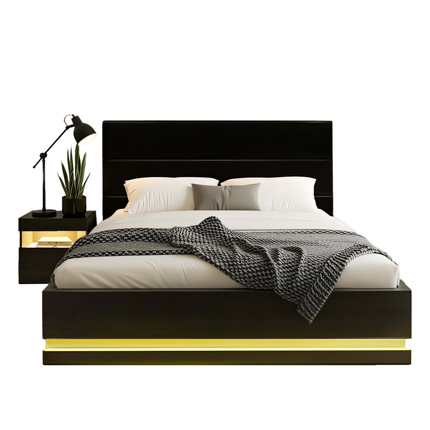 Artiss RGB LED Double Bed Frame with Beside Table Set 16 Colour Mood Lighting-Furniture > Bedroom > Beds & Bed Frames-PEROZ Accessories