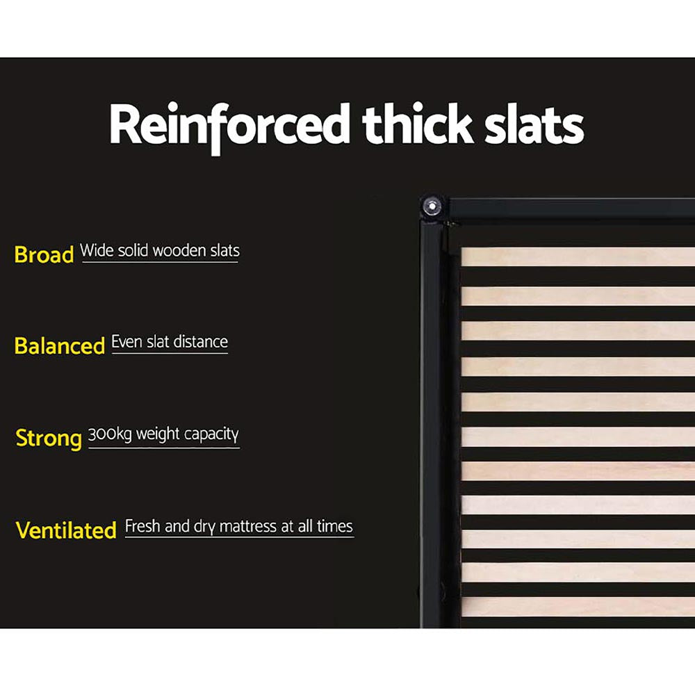 Artiss Bed Frame Double Size Base Mattress Platform Leather Wooden Black NEO-Bed Frames-PEROZ Accessories