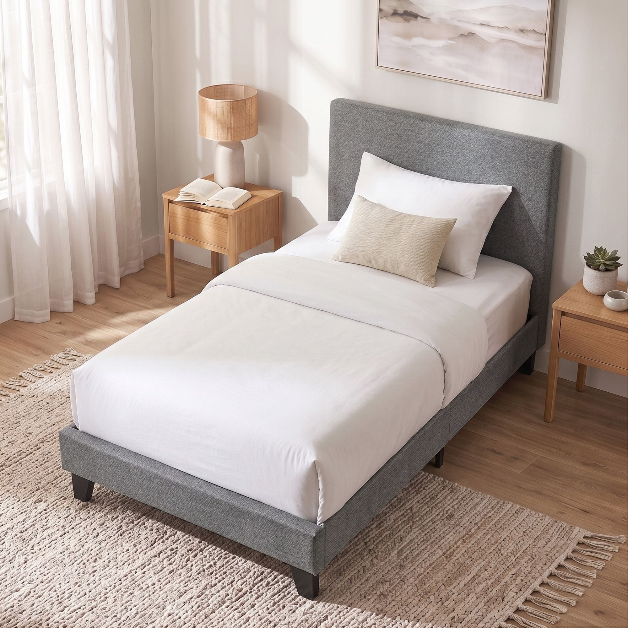 Artiss Neo Bed Frame Fabric - Grey King Single-Bed Frames-PEROZ Accessories