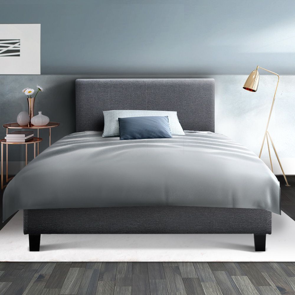 Artiss Neo Bed Frame Fabric - Grey King Single-Bed Frames-PEROZ Accessories
