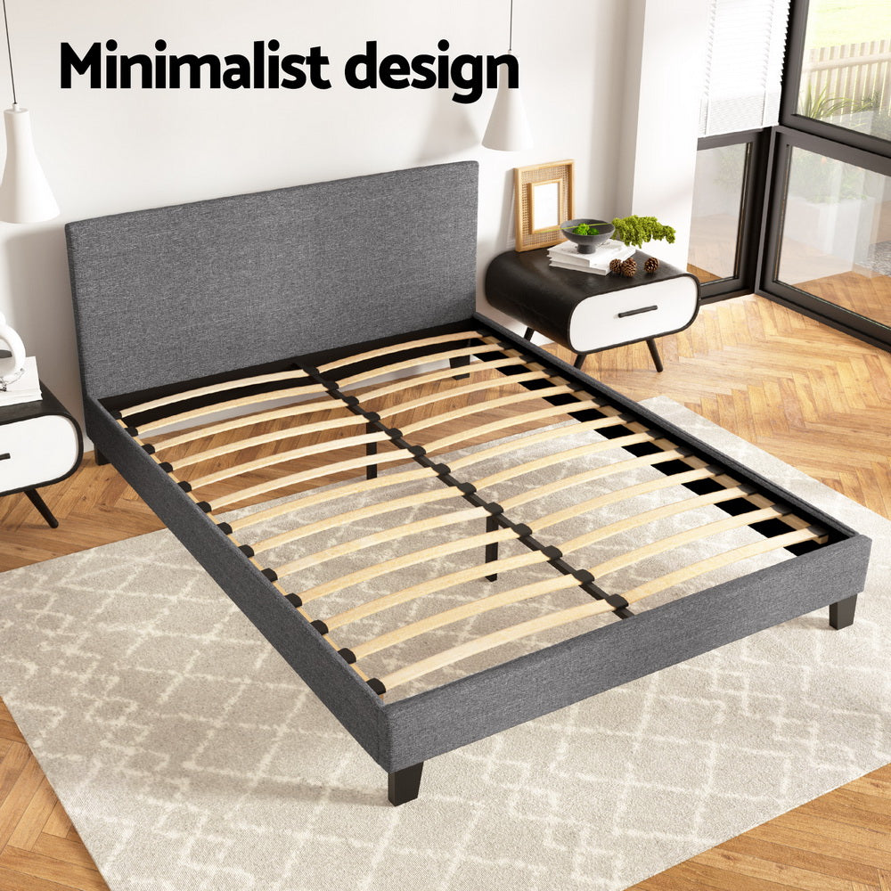 Artiss Neo Bed Frame Fabric - Grey Queen-Bed Frames-PEROZ Accessories