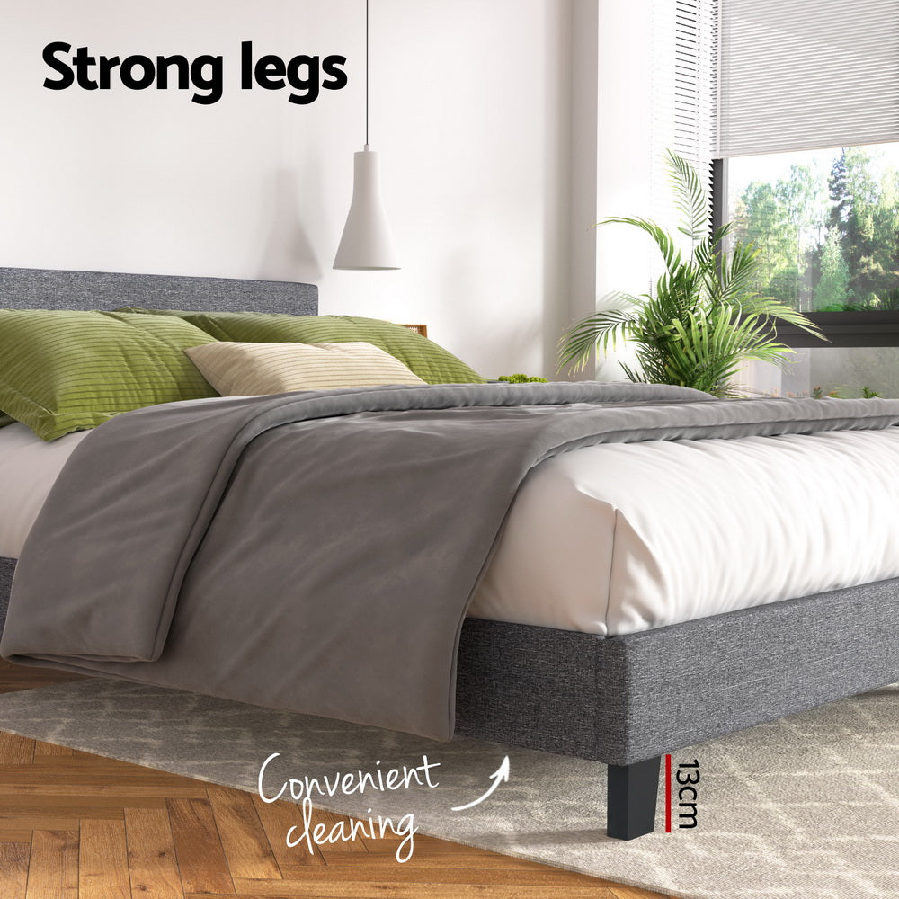 Artiss Neo Bed Frame Fabric - Grey Queen-Bed Frames-PEROZ Accessories