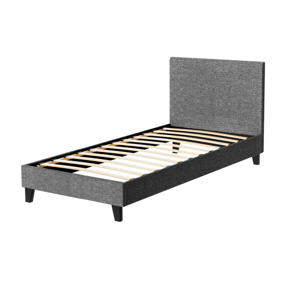 Artiss Neo Bed Frame Fabric - Grey Single-Bed Frames-PEROZ Accessories