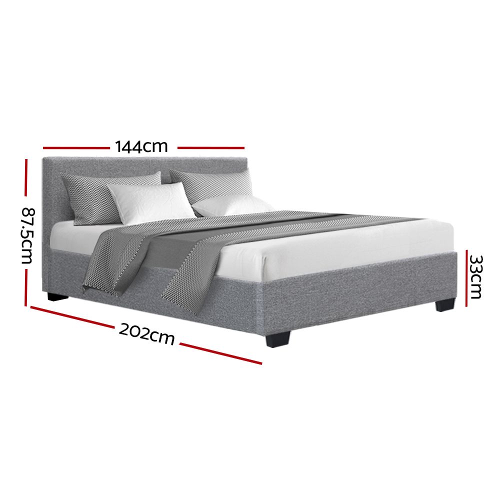 Artiss Nino Bed Frame Fabric - Grey Double-Bed Frames-PEROZ Accessories