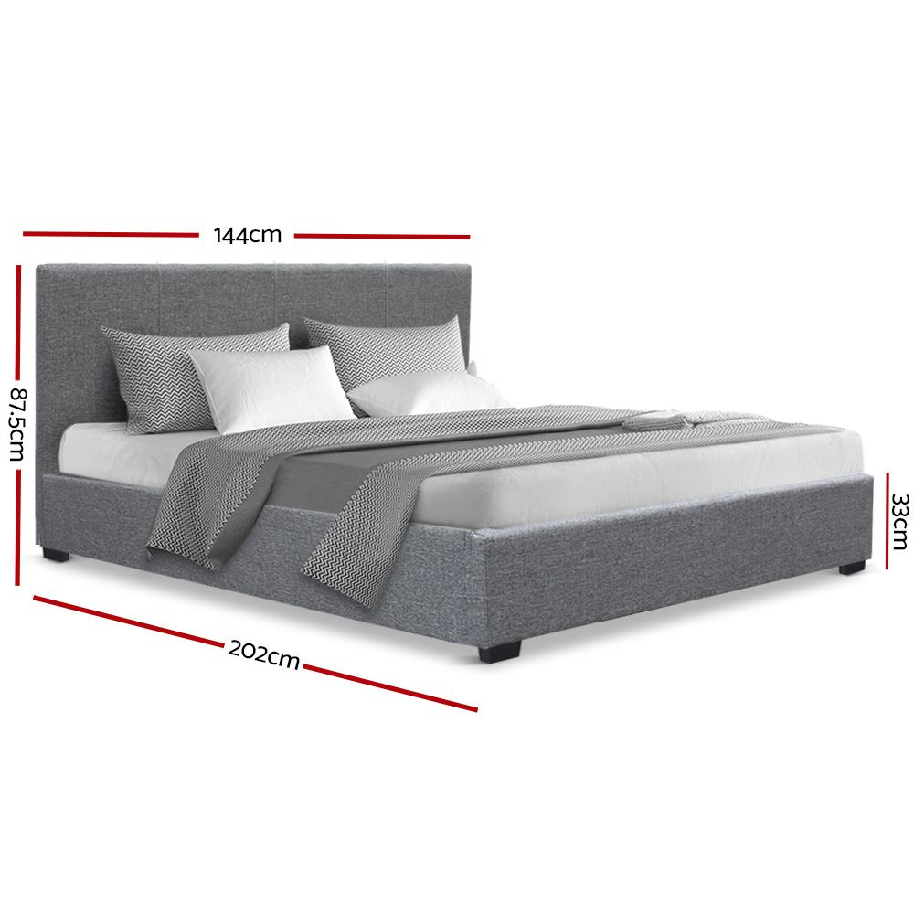 Artiss Nino Bed Frame Fabric - Grey Double-Bed Frames-PEROZ Accessories