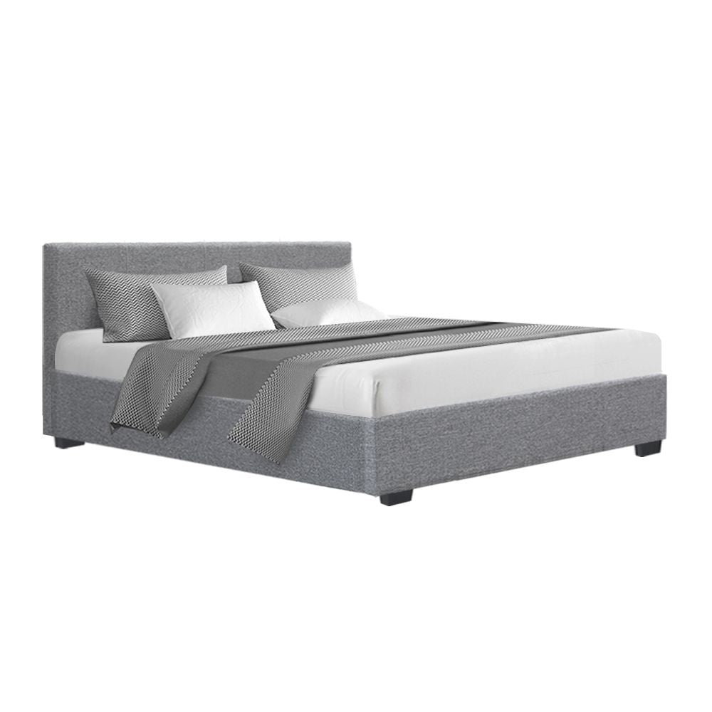 Artiss Bed Frame Queen Size Gas Lift Base -NINO Grey-Bed Frames-PEROZ Accessories