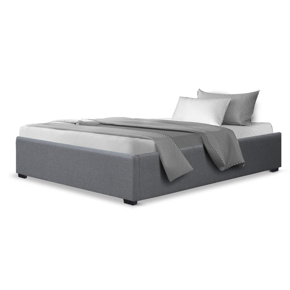 Artiss King Single Size Gas Lift Bed Frame Base With Storage Platform Fabric-Bed Frames-PEROZ Accessories