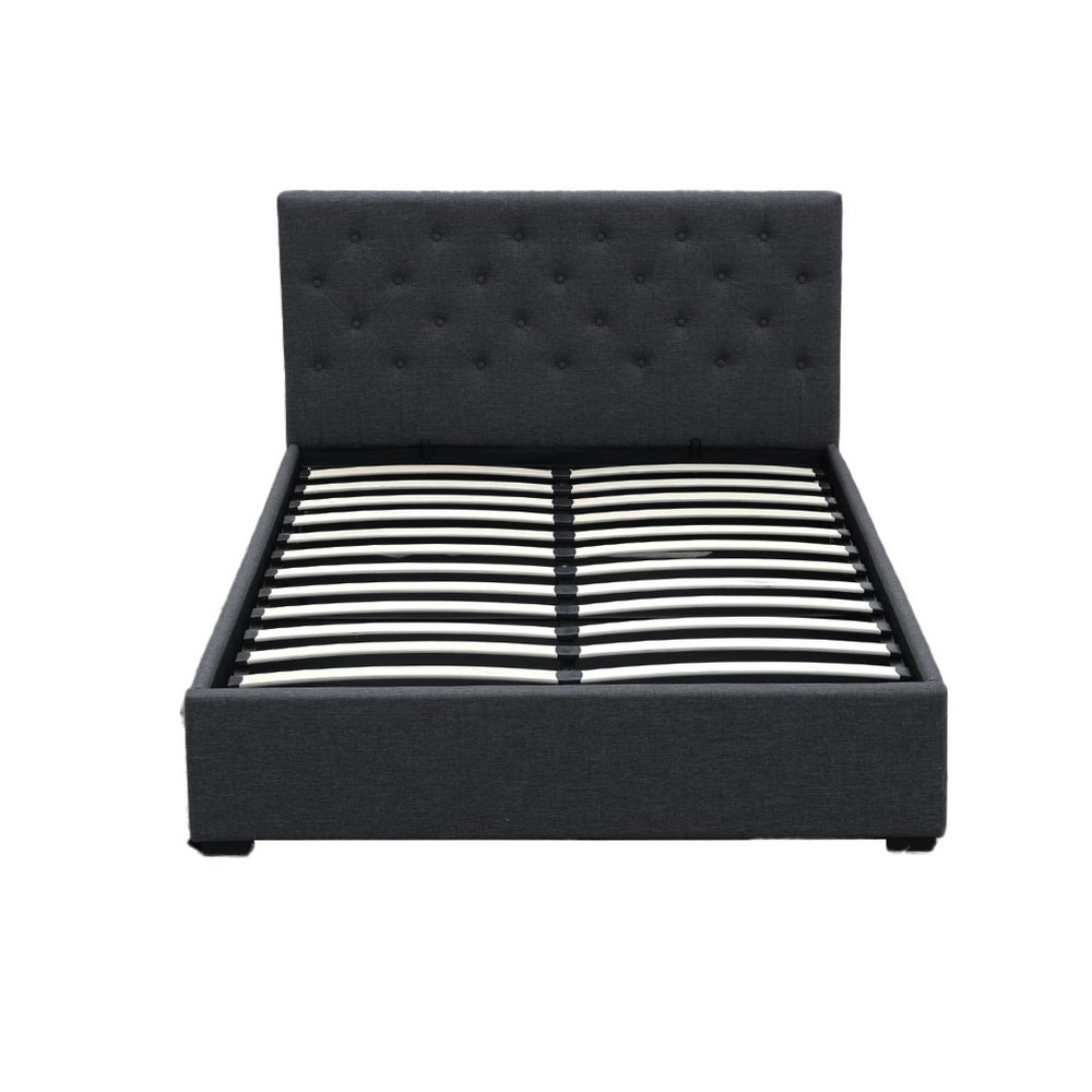 Artiss Bed Frame Double Size Gas Lift Base With Storage Charcoal Fabric Vila Collection-Bed Frames-PEROZ Accessories