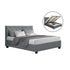 Artiss Vila Bed Frame Fabric Gas Lift Storage - Grey Double-Bed Frames-PEROZ Accessories