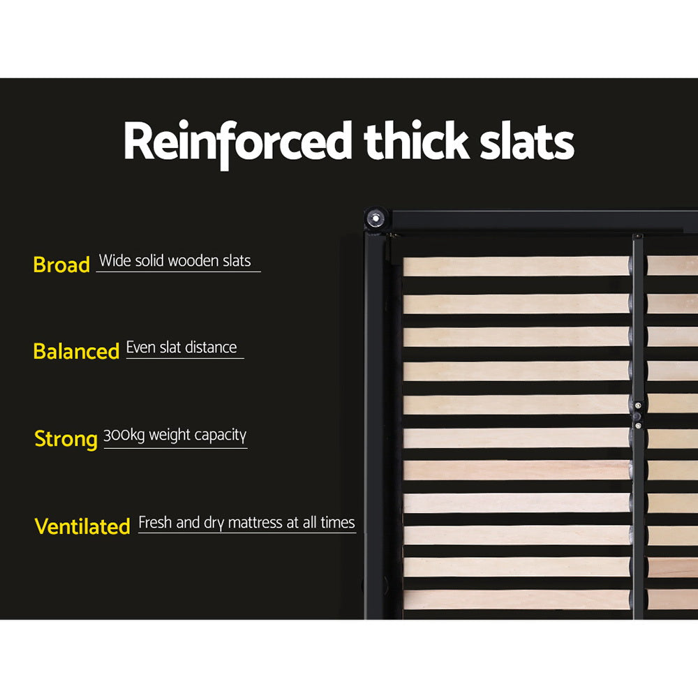 Artiss Tiyo Bed Frame PU Leather Gas Lift Storage - Black Queen-Bed Frames-PEROZ Accessories