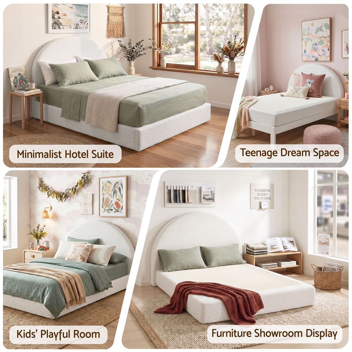 Artiss Double Bed Frame Boucle Fabric Vacuum Compressed Beds Removable Washable Cover No-Assembly-Furniture > Bedroom > Beds & Bed Frames-PEROZ Accessories