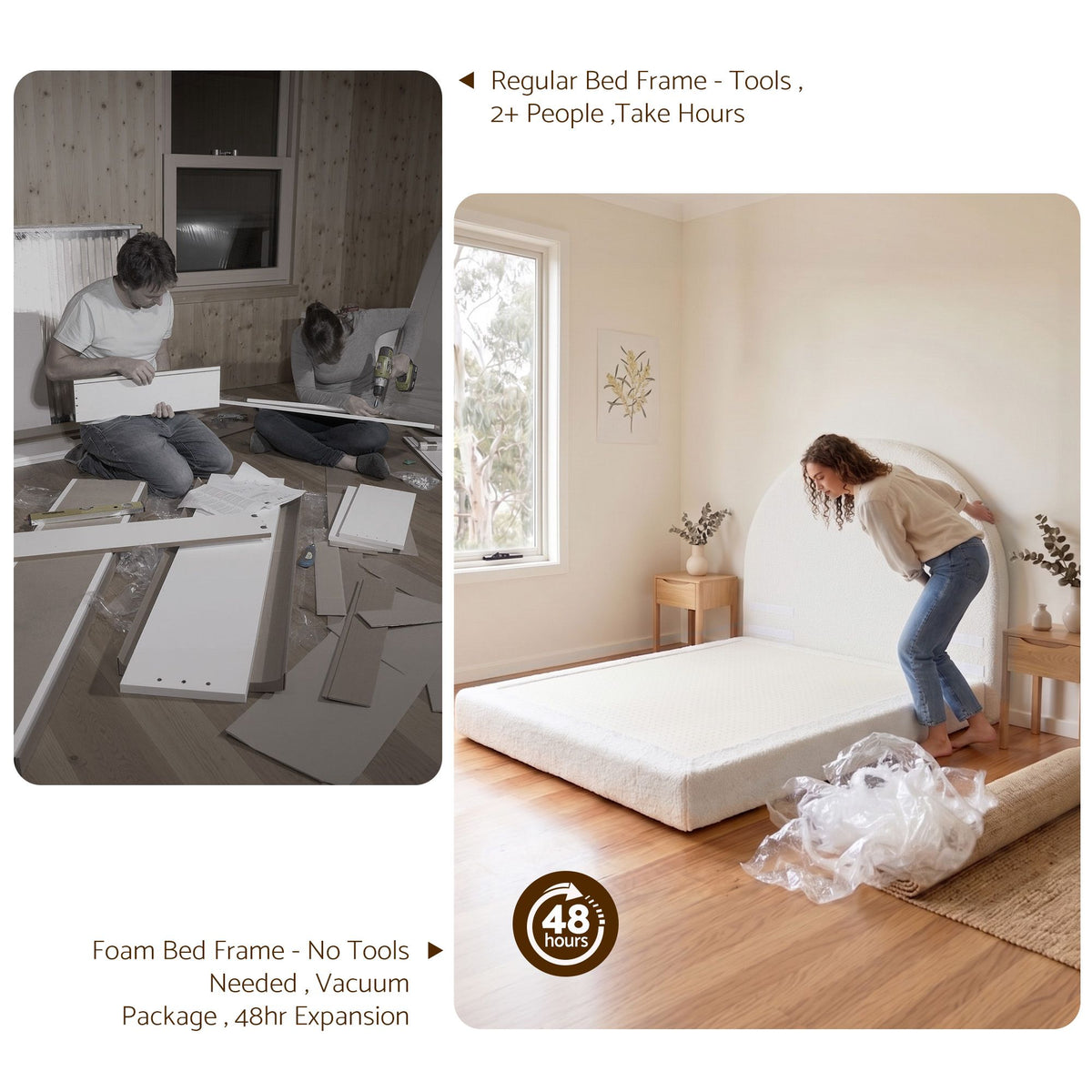 Artiss Queen Bed Frame Boucle Fabric Vacuum Compressed Beds Removable Washable Cover No-Assembly-Furniture > Bedroom > Beds & Bed Frames-PEROZ Accessories