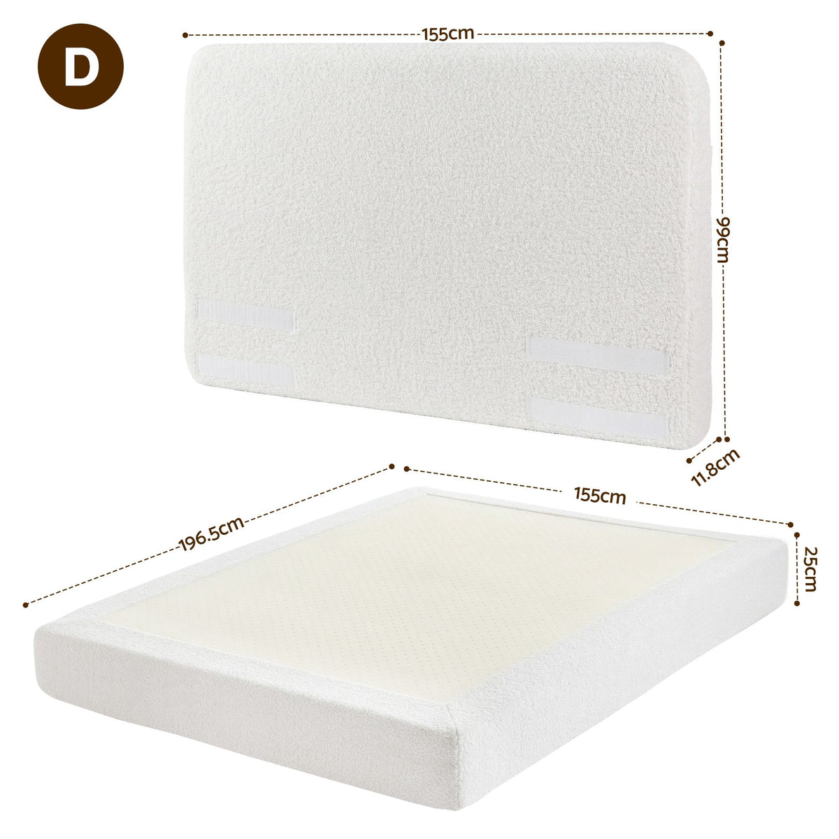 Artiss Double Bed Frame Boucle Fabric Vacuum Compressed Beds Removable Washable Cover-Furniture > Bedroom > Beds & Bed Frames-PEROZ Accessories