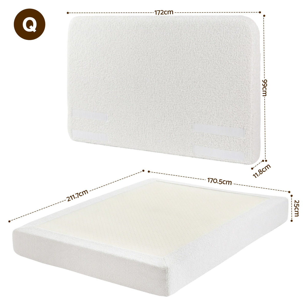 Artiss Queen Bed Frame Boucle Fabric Vacuum Compressed Beds Washable Cover No-Assembly-Furniture > Bedroom > Beds & Bed Frames-PEROZ Accessories