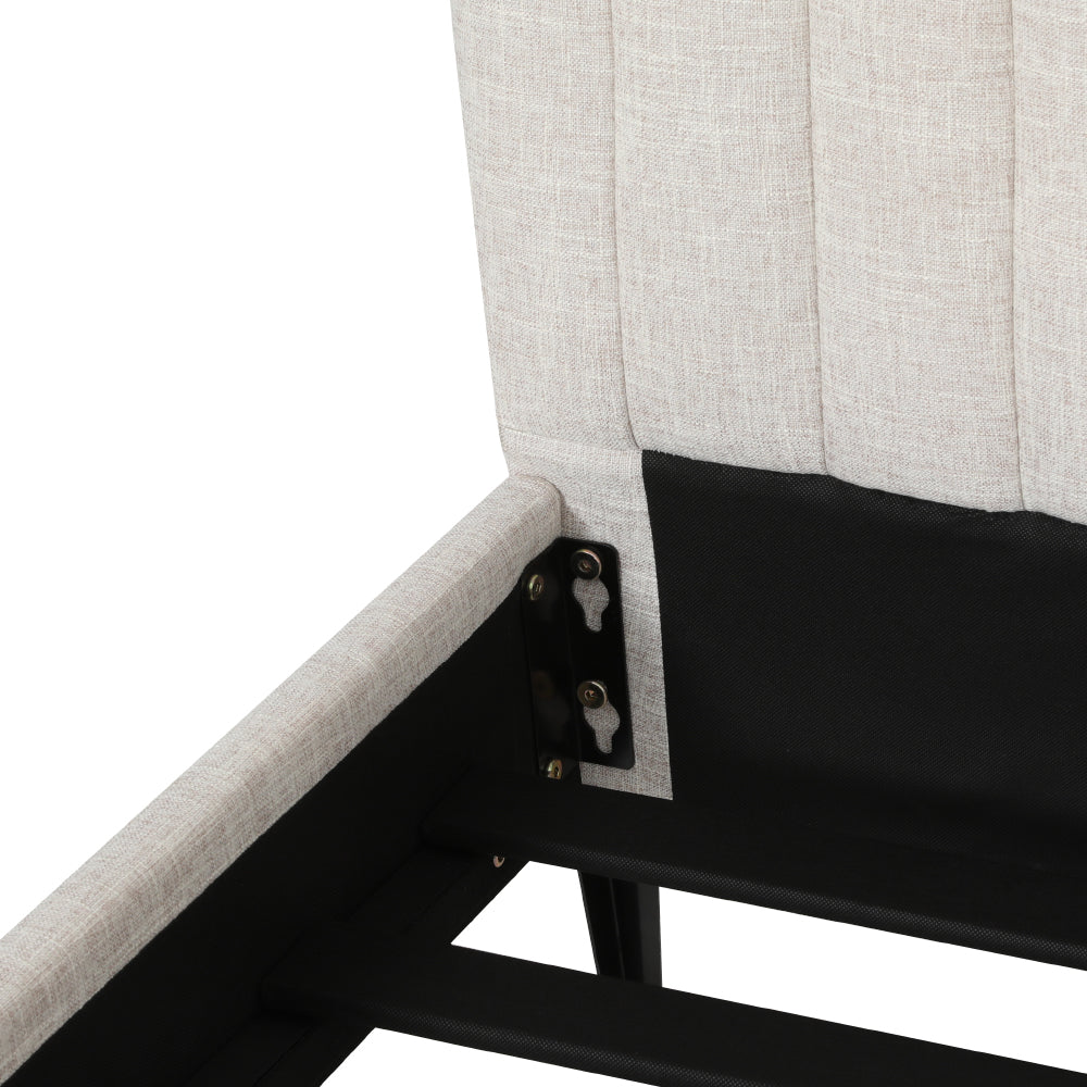 Artiss Bed Frame King Bed Base w Headboard Beige Fabric Wooden Slats Metal Legs-Furniture > Bedroom-PEROZ Accessories
