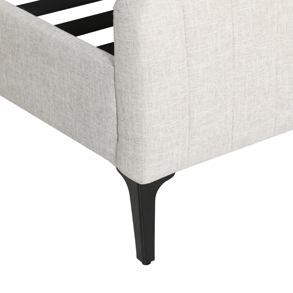 Artiss Bed Frame King Bed Base w Headboard Beige Fabric Wooden Slats Metal Legs-Furniture > Bedroom-PEROZ Accessories
