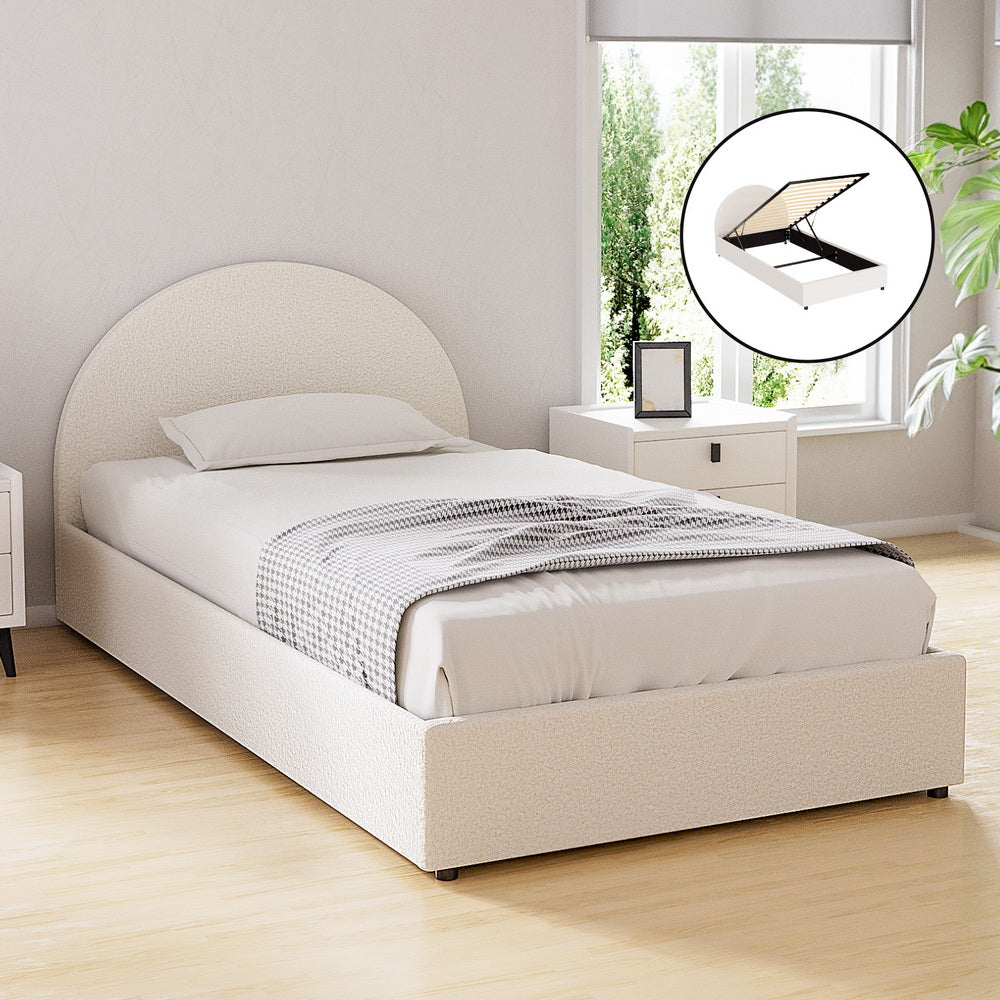 Artiss Bed Frame Gas Lift Strorage Beds Base Platform Boucle Fabric King Single ELLA-Furniture > Bedroom > Beds & Bed Frames-PEROZ Accessories